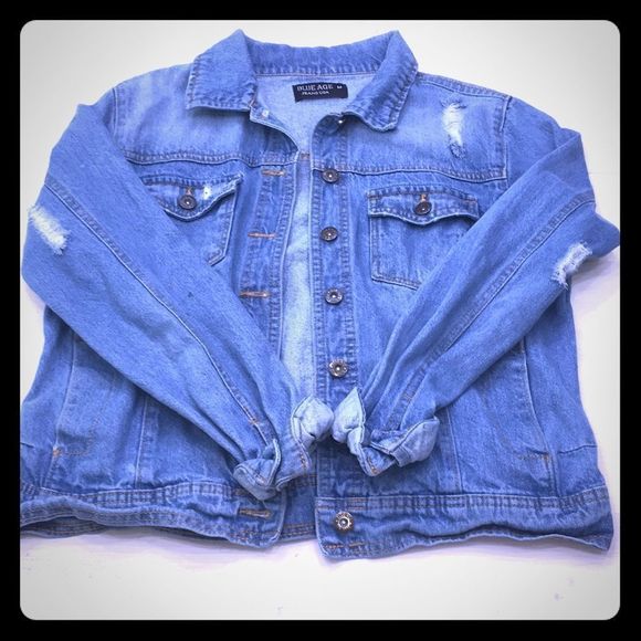 Blue Age Jeans distressed denim jacket sz M - Picture 1 of 6
